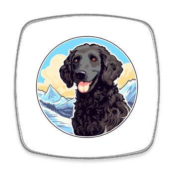 Lockige beschichtete Retriever-Hunderasse Karikatur Kawaii Wa - Viereckiger Kühlschrankmagnet - Weiß - Vorne