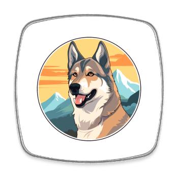 Tschechoslowakischer Wolfshund Hunderasse Karikatur Kawaii W - Viereckiger Kühlschrankmagnet - Weiß - Vorne