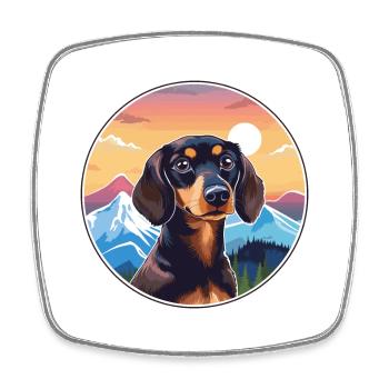 Dackel Hund Rasse Cartoon Kawaii Aquarell - Viereckiger Kühlschrankmagnet - Weiß - Vorne