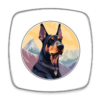 Dobermann Hunderasse Cartoon Kawaii Aquarell - Viereckiger Kühlschrankmagnet - Weiß - Vorne