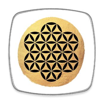 Yoga Kreis Flower of Life Gold Muster om Namaste - Viereckiger Kühlschrankmagnet - Weiß - Vorne