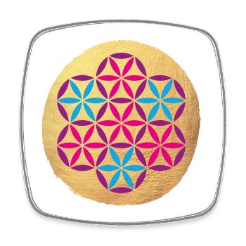 Yoga Coloré Cercle d’Or Méditation om Namaste - Magnet carré - blanc - Devant