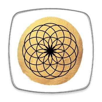 Cercle de Yoga ornement méditation or om Namaste - Magnet carré - blanc - Devant