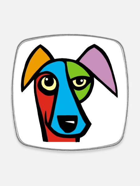 Lustiger Hund - Viereckiger Kühlschrankmagnet - Weiß