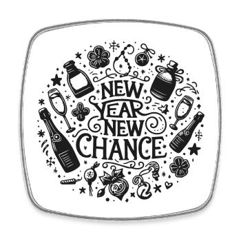 Nouvel An Nouvelle Chance Réveillon du Nouvel An Chance - Magnet carré - blanc - Devant