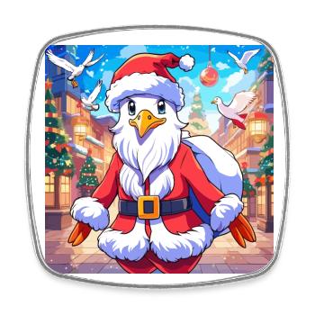 Möwe Weihnachtsmann Weihnachten Nikolaus Weihnacht - Viereckiger Kühlschrankmagnet - Weiß - Vorne