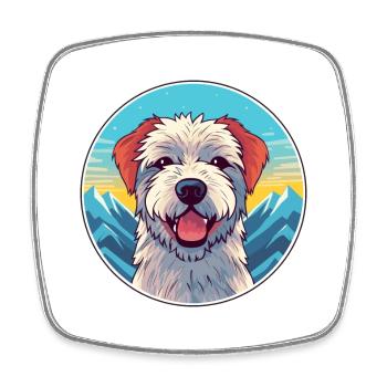 Dutch Smoushond Dog Breed Cartoon Kawaii Watercolo - Square fridge magnet - white - Front