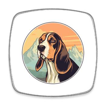Estnischer Jagdhund Rasse Cartoon Kawaii Aquarell - Viereckiger Kühlschrankmagnet - Weiß - Vorne