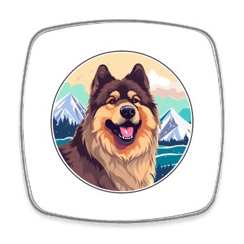 Eurasier Dog Breed Cartoon Kawaii Watercolor - Square fridge magnet - white - Front