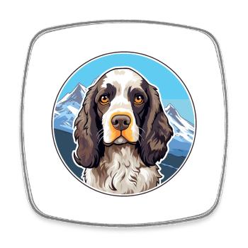 French Spaniel Dog Breed Cartoon Kawaii Watercolor - Square fridge magnet - white - Front