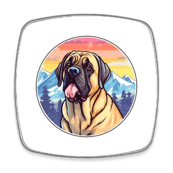 Englisch Mastiff Hunderasse Cartoon Kawaii Watercolo - Viereckiger Kühlschrankmagnet - Weiß - Vorne