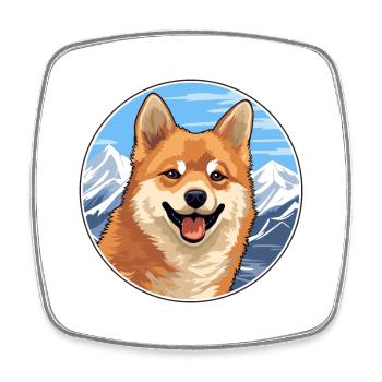 Finnischer Spitz Hunderasse Cartoon Kawaii Aquarell - Viereckiger Kühlschrankmagnet - Weiß - Vorne
