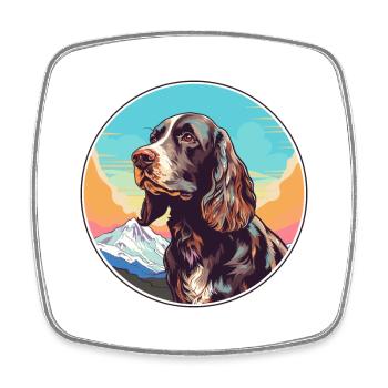 Field Spaniel Hunderasse Cartoon Kawaii Aquarell - Viereckiger Kühlschrankmagnet - Weiß - Vorne