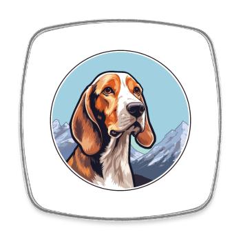 Finnish Hound Dog Breed Cartoon Kawaii Watercolor - Square fridge magnet - white - Front