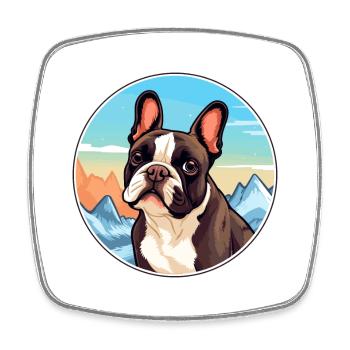 French Bulldog Dog Breed Cartoon Kawaii Watercolor - Square fridge magnet - white - Front