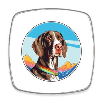 French Gascony Pointer Dog Breed Cartoon Kawaii Wa - Square fridge magnet - white - Front