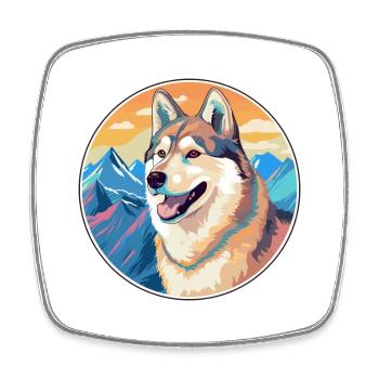 East Siberian Laika Dog Breed Cartoon Kawaii Water - Square fridge magnet - white - Front