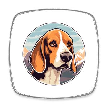 Foxhound anglais chien race Cartoon Kawaii Watercol - Magnet carré - blanc - Devant