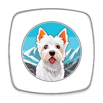 English White Terrier Dog Breed Cartoon Kawaii Wat - Square fridge magnet - white - Front