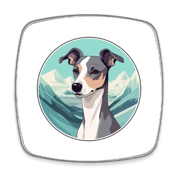 Anglais Whippet chien race Cartoon Kawaii Watercolo - Magnet carré - blanc - Devant