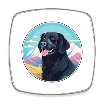 Plat enduit Retriever chien race dessin animé Kawaii Wat - Magnet carré - blanc - Devant