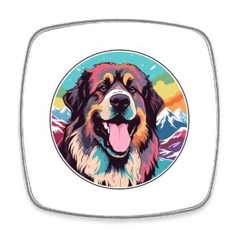 Estrela Mountain Dog Breed Cartoon Kawaii Watercol - Square fridge magnet - white - Front