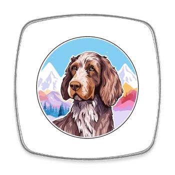 Deutsch Drahthaar Vorstehhund Rasse Cartoon Kawaii - Viereckiger Kühlschrankmagnet - Weiß - Vorne
