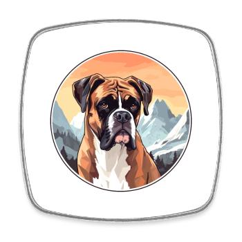 German Boxer Dog Breed Cartoon Kawaii Watercolor - Square fridge magnet - white - Front