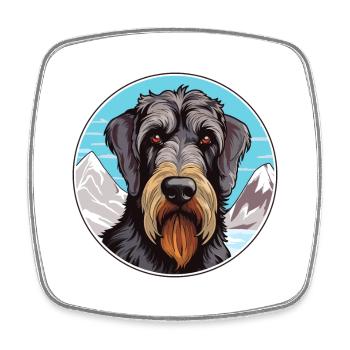 Giant Schnauzer Dog Breed Cartoon Kawaii Watercolo - Square fridge magnet - white - Front