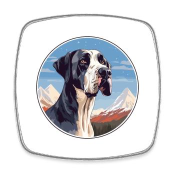 Great Dane Dog Breed Cartoon Kawaii Watercolor - Square fridge magnet - white - Front