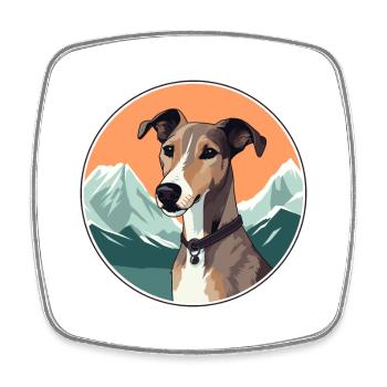 Greyhound Hund Rasse Cartoon Kawaii Aquarell - Viereckiger Kühlschrankmagnet - Weiß - Vorne