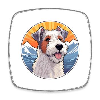 Goéland Terrier chien race dessin animé Kawaii aquarelle - Magnet carré - blanc - Devant