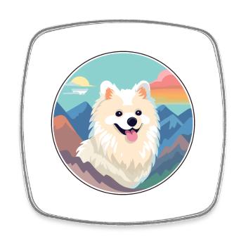 Spitz indien chien race Cartoon Kawaii aquarelle - Magnet carré - blanc - Devant