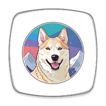 Jindo Hunderasse Karikatur Kawaii Aquarell - Viereckiger Kühlschrankmagnet - Weiß - Vorne