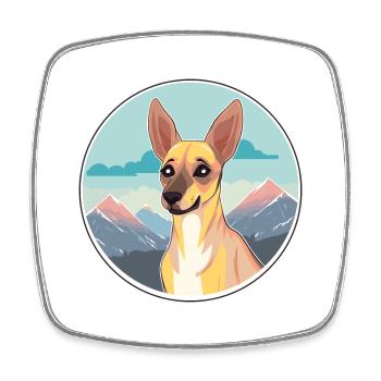 Kangaroo Dog Breed Cartoon Kawaii Watercolor - Square fridge magnet - white - Front