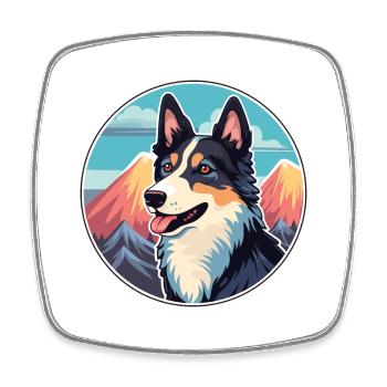 Karelo finlandais Laika chien race dessin animé Kawaii Wate - Magnet carré - blanc - Devant