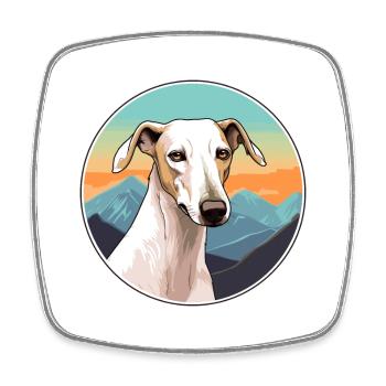 Galgo Español chien race dessin animé Kawaii aquarelle - Magnet carré - blanc - Devant