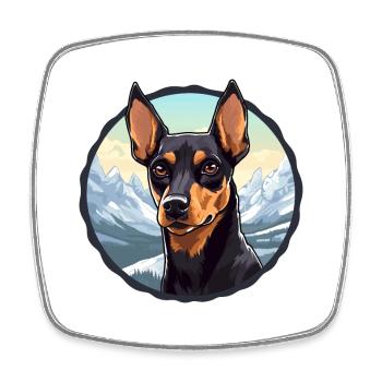 German Pinscher Dog Breed Cartoon Kawaii Watercolo - Square fridge magnet - white - Front