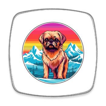 Griffon Bruxellois Chien Race Cartoon Kawaii Waterc - Magnet carré - blanc - Devant