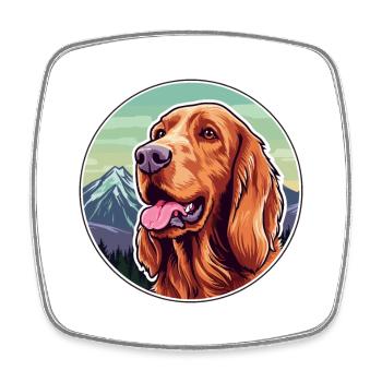 Irischer Setter Hund Rasse Cartoon Kawaii Aquarell - Viereckiger Kühlschrankmagnet - Weiß - Vorne