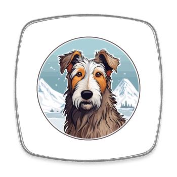 Hare Indian Dog Breed Cartoon Kawaii Watercolor - Square fridge magnet - white - Front