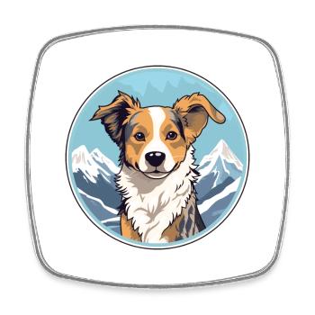 Havenese chien race dessin animé Kawaii aquarelle - Magnet carré - blanc - Devant