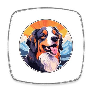 Hovawart chien race dessin animé Kawaii aquarelle - Magnet carré - blanc - Devant