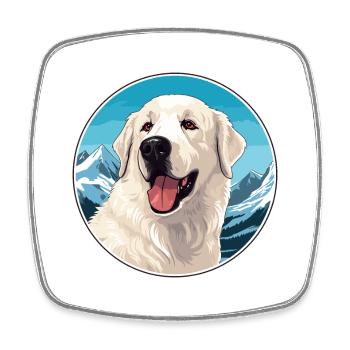 Hungarian Kuvasz Dog Breed Cartoon Kawaii Watercol - Square fridge magnet - white - Front