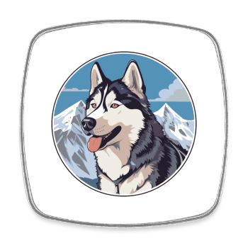 Husky Hunderasse Cartoon Kawaii Aquarell - Viereckiger Kühlschrankmagnet - Weiß - Vorne