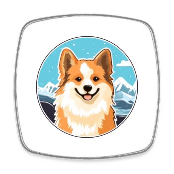 Isländischer Schäferhund Hund Rasse Cartoon Kawaii Waterc - Viereckiger Kühlschrankmagnet - Weiß - Vorne
