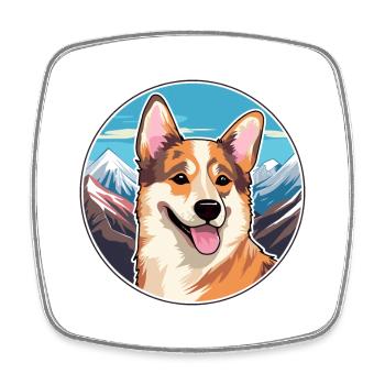 Kai Ken Dog Breed Cartoon Kawaii Watercolor - Square fridge magnet - white - Front