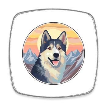 Kishu Ken Hunderasse Cartoon Kawaii Aquarell - Viereckiger Kühlschrankmagnet - Weiß - Vorne