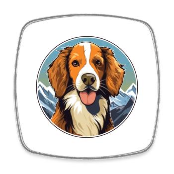 Kooikerhondje chien race dessin animé Kawaii aquarelle - Magnet carré - blanc - Devant