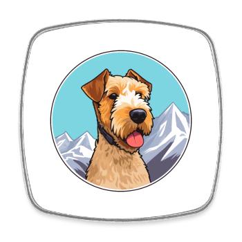 Lakeland Terrier chien race dessin animé Kawaii Watercol - Magnet carré - blanc - Devant